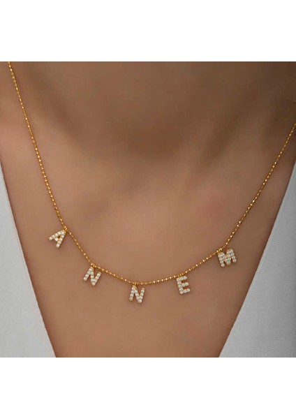 ​Gümüş Gold Annem Yazılı Bayan Kolye