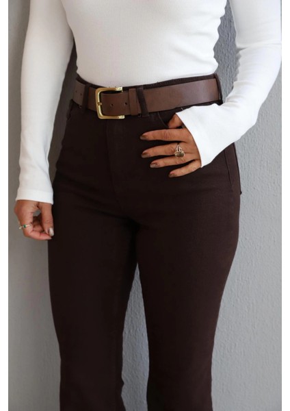 Acı Kahverengi Ispanyol Paça Jean Pantolon modelleri