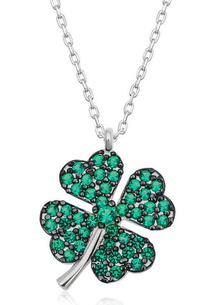 Gümüş Dört Yapraklı Yonca Kadın Kolye