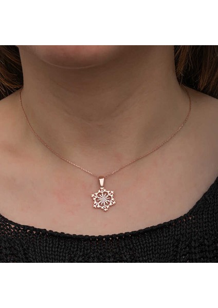 Gümüş Rose Kar Tanesi Kadın Kolye modelleri