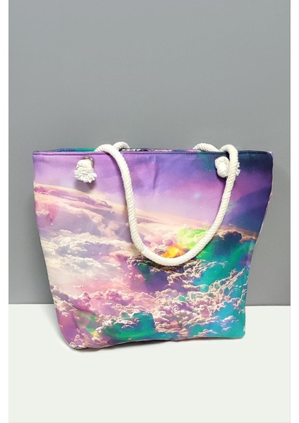 Satürn Desenli Plaj Çantası