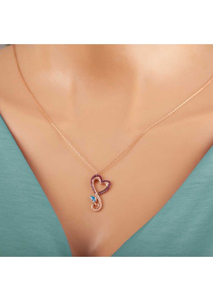 Gümüş Rose Kalpli Kelebek Kadın Kolye fiyatları