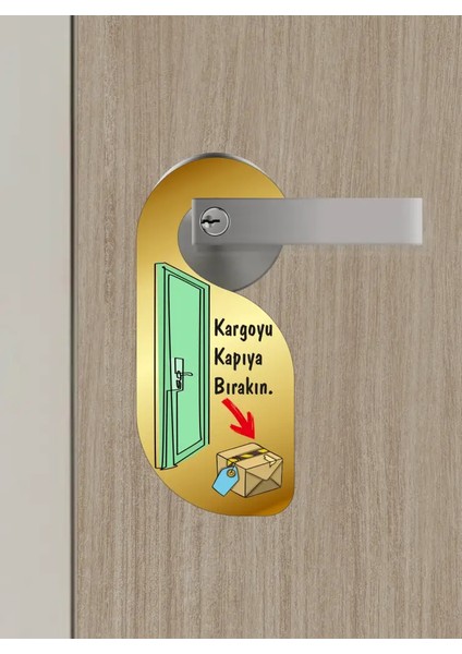 Kargoyu Kapıya Bırakın Kapı Askısı Kapı Uyarı Levhası