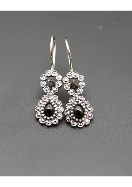 925 Ayar Gümüş Oltu Taşı Kadın Küpe SKÜ00017 fiyatları