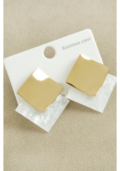 Kare Lüks Çelik Küpe