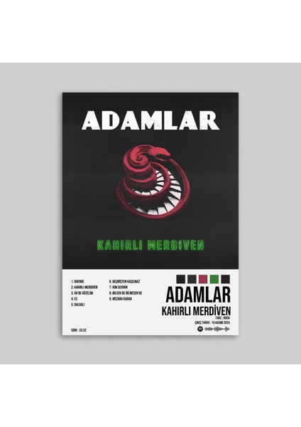 Adamlar - Kahırlı Merdiven Albüm Spotify Çerçeveli - Çerçevesiz Poster Tablo