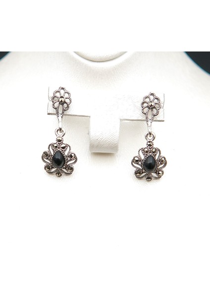 925 Ayar Gümüş Oltu Taşı Kadın Küpe SKÜ00028 indirimleri