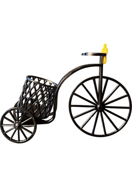 Nostaljik Bisiklet Figürlü Şarap Standı – El Boyaması – Vintage Tarz Dekoratif Şarap Tutucu ve Masa Üstü Obje