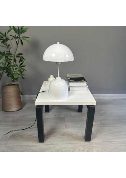 Beyaz Mantar Masa Lambası Dekoratif Abajur Çocuk Odası Başucu Lambası Okuma Lambası