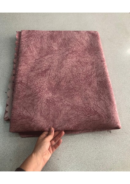 Koltuk Çekyat Örtüsü Pembe Damar Desenli Kaymaz Taban Süngerli Üst Kumaş Kadife