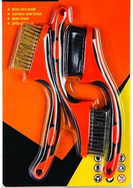 Dev Boy 3 Lü Detay Temizlik Fırça Seti Araba -Mutfak Ocak - Fayans Temizlik Fırça (Çelik- Pir fırsatları