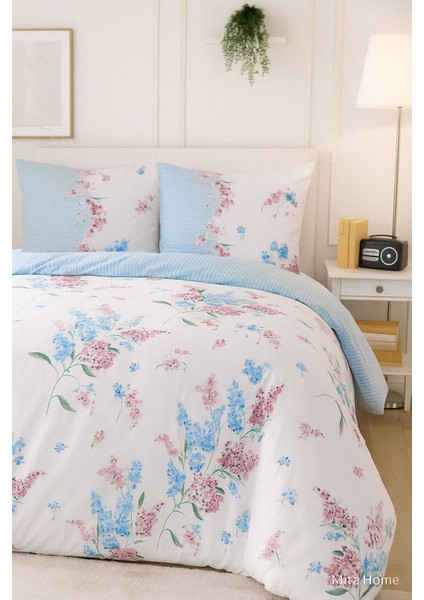 Çift Kişilik Pamuklu Nevresim Takımı Krizantem Desenli