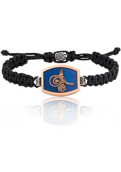 Gümüş Tuğralı Makrome Erkek Bileklik