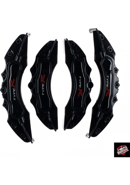 Siyah Type-R 4'lü Kaliper Seti Yapıştırma Logolu