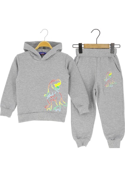 Erkek Dinozor Baskılı Alt Üst Takım 2 Ip Şardonlu