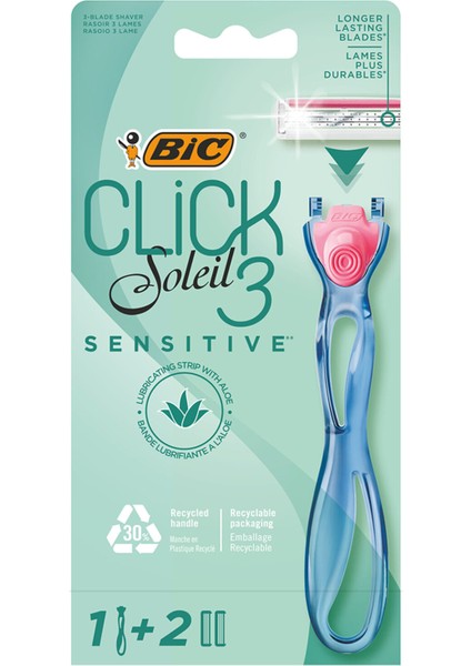 Bic Soleil Click Kadın Tıraş Bıçağı Makine + 2 Kartuş 3 Adet