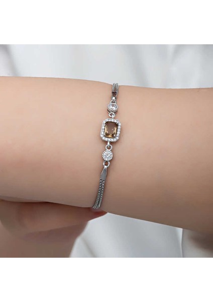 ​Gümüş Kare Zultanit Taşlı Kadın Bileklik modelleri