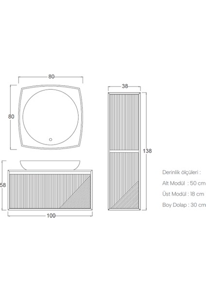 Este Banyo Dolabı 100 cm (Boy Dolabı Dahil Değildir.) fırsatları