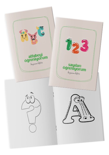 Alfabeyi ve Sayıları Öğreniyorum Etkinlik Boyama Kitabı 2'li Set