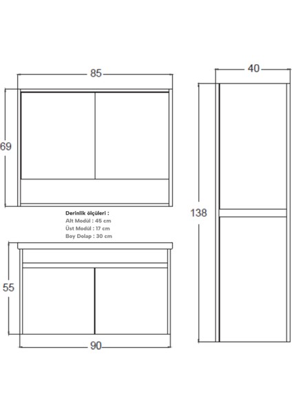 Vıva Banyo Dolabı 90 cm (Boy Dolabı Dahil Değildir.) fırsatları