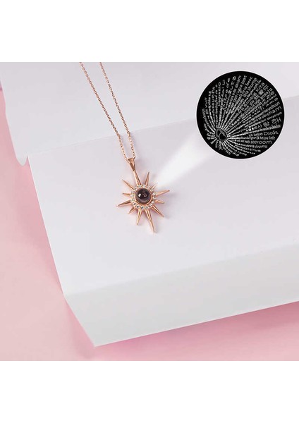 Gümüş Rose 100 Dilde Seni Seviyorum Kutup Yıldızı Kadın Kolye