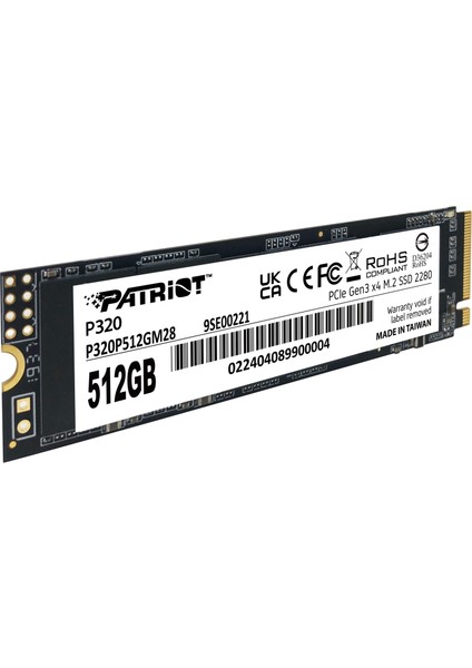 Patrıot P320 512GB 3000/2200MB/S M2 Pcıe Gen3 Nvme SSD 4711378427615
