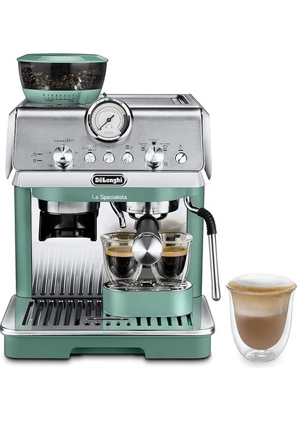 De'longhi Barista Pro Menta | 15 Bar Basınçlı Entegre Öğütücülü Yarı Otomatik Espresso Makinesi | Profesyonel Manometre & Tıraşlama Aracı