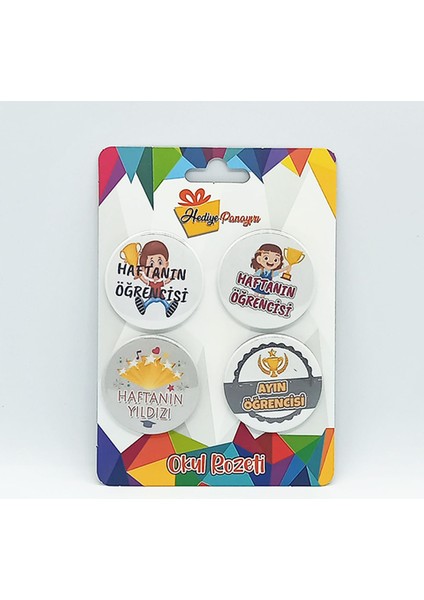 Öğrenci Motivasyon Rozetleri – 4’lü Set (Yüksek Kalite 44 Mm, Iğneli Metal, Yerli Üretim)