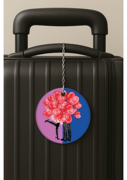 Love Desenli Uv Baskılı Pleksi Bavul Etiketi Seyahat Tatil Valiz Etiketi