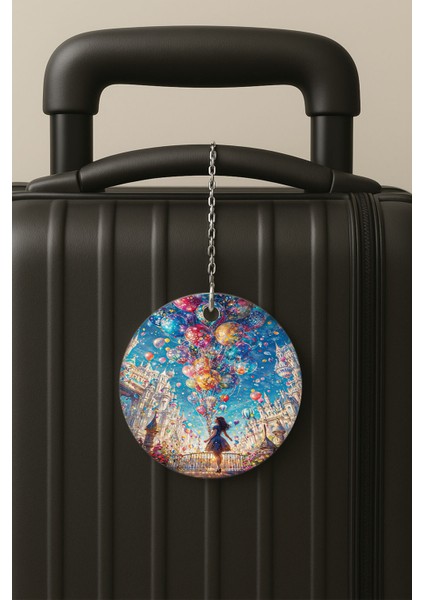 Mutlu Kız Desenli Uv Baskılı Pleksi Bavul Etiketi Seyahat Tatil Valiz Etiketi