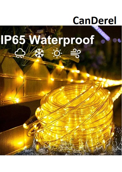 Hortum Kaplama Sarı Solar Güneş Enerjili 12 Metre 100 LED Şerit LED Aydınlatma Dekorasyon Dış Mekan indirimleri