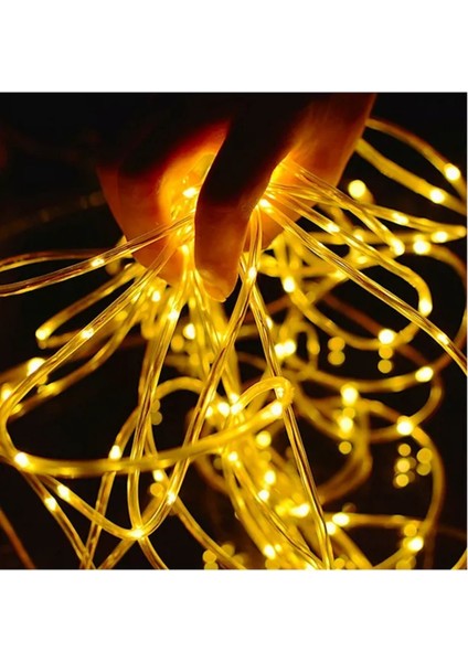 Hortum Kaplama Sarı Solar Güneş Enerjili 12 Metre 100 LED Şerit LED Aydınlatma Dekorasyon Dış Mekan