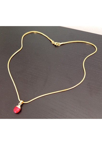 Doğal Taş Kırmızı Kalsedon Kolye indirimleri