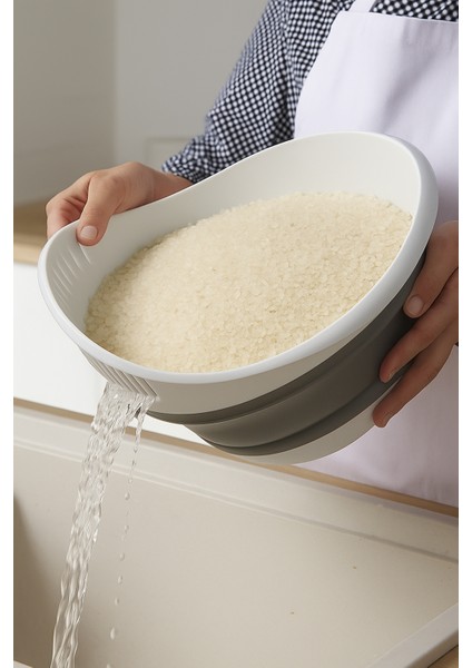 5'li Akordiyon Süzgeç Seti - Pirinç, Oval, Yuvarlak, Saplı, Kare Süzgeç - Katlanır Süzgeç Seti modelleri