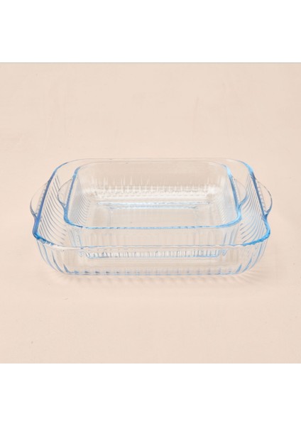 Twin 2'li Kare Cam Fırın Kabı - Şeffaf