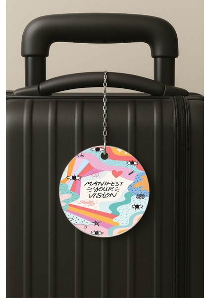 Manifest Desenli Uv Baskılı Pleksi Bavul Etiketi Seyahat Tatil Valiz Etiketi