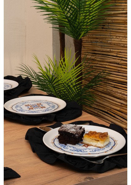 Llira | Siyah 7 Parça Çift Fırfırlı Sofra Sunum Seti 40 x 150 fırsatları