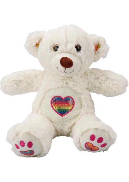 3184 Gökkuşağı Kalpli Peluş Ayı 30 cm fiyatları