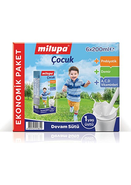 4 Adet Milupa Çocuk Devam Sütü 6 x 200 ml