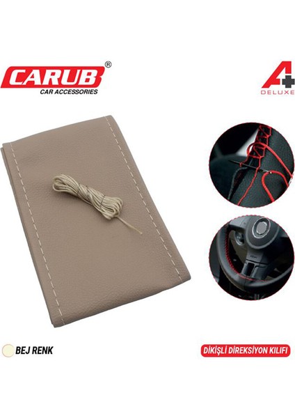 4 Adet Carub Direksiyon Kılıfı Iğneli 38CM Delüx Bej Dikişli fiyatları