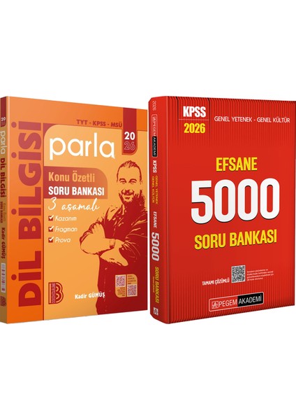 2026 Kpss Efsane 5000 Tamamı Çözümlü Soru Bankası - 2026 Parla Dilbilgisi Soru Bankası