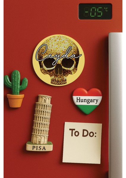 Kişiye Özel Isim Yazılı Mutfak ve Ofis Için Yuvarlak Beyaz Buzdolabı Magnet Jumbo Boy DIZAYN39