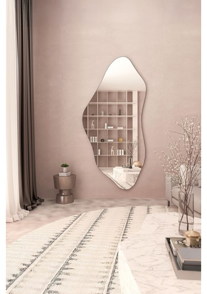 Belgrad Ahşap Çerçeveli Asimetrik Büyük Duvar Aynası – Estetik Tasarım, Dekoratif ve Şık Özel Tasarım Ayna