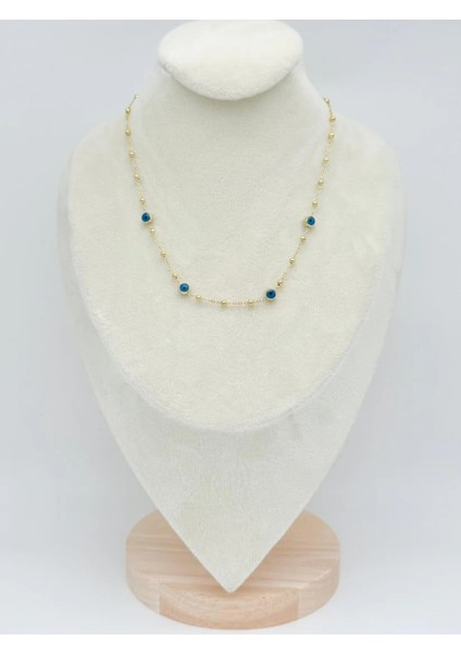 Nazar Boncuklu Altın Renk Çelik Kolye – Paslanmaz, Kararma Yapmaz