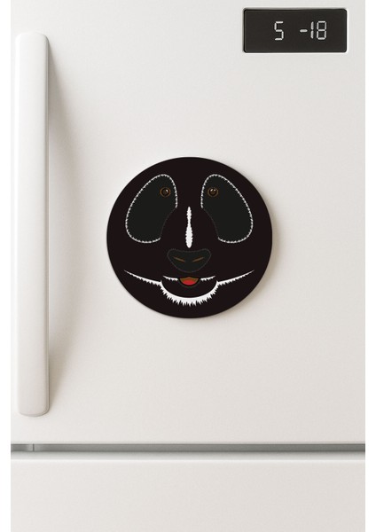 Desenli Temalı Yuvarlak Buzdolabı Magnet – 10X10 cm Panda Siluet