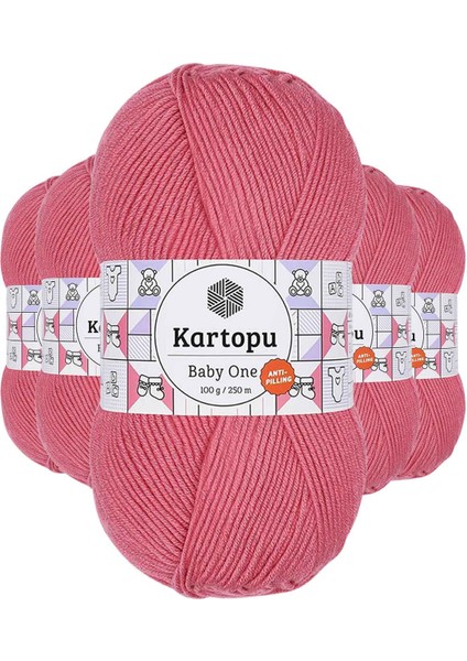 5 Adet Baby One Tüylenmeyen El Örgü Ipi Yünü Şeker Pembe K244