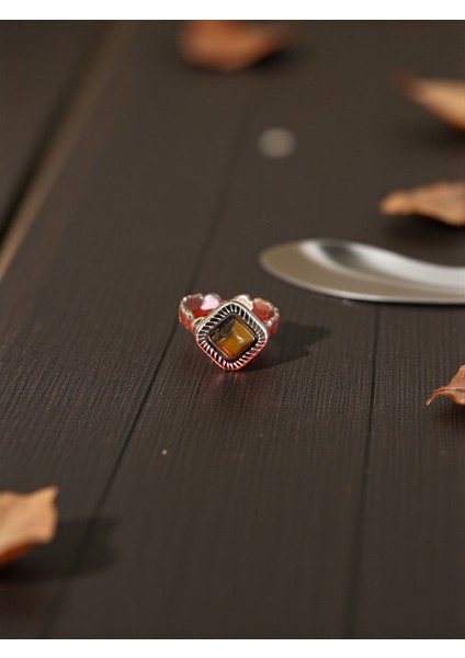 Doğal Taş Ayarlamalı Paslanmaz Çelik Yüzük