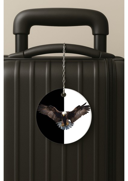 Siyah Beyaz Fanatik Desenli Uv Baskılı Pleksi Bavul Etiketi Seyahat Tatil Valiz Etiketi