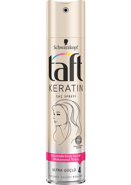 4 Adet Taft Saç Spreyi 250 ml No 3 Keratin Ultra Güçlü fiyatları