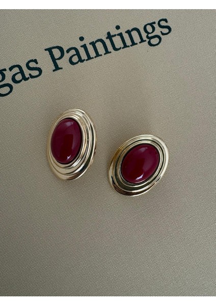 Vintage Damla Şerit Model Bordo Gold Çelip Küpe fiyatları